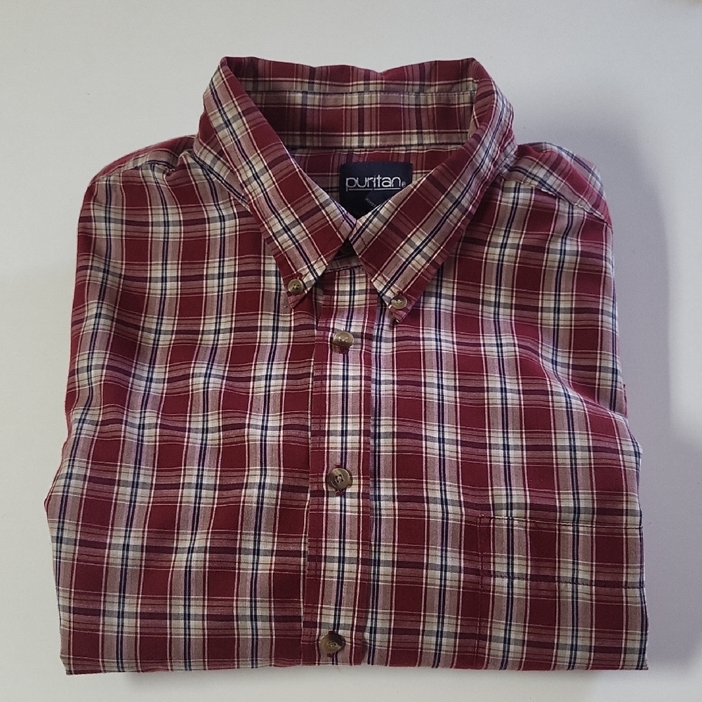 Puritan Men's Red Plaid Shirt